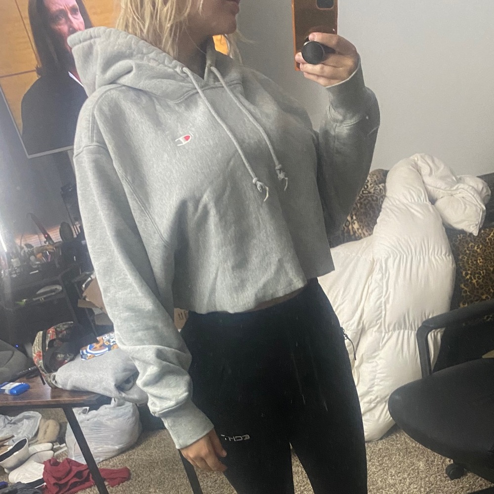 Cropped grey champion hoodie